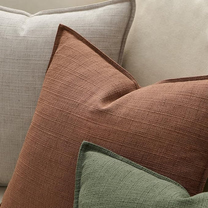 MIULEE 24x24 Decorative Euro Sham Pillow Covers, 2 Pack Large Boho Farmhouse Neutral Throw Pillows for Bed, Terracotta Thick Textured Modern Linen Cushion Cases Couch Sofa Living Room Home Decor, Rust