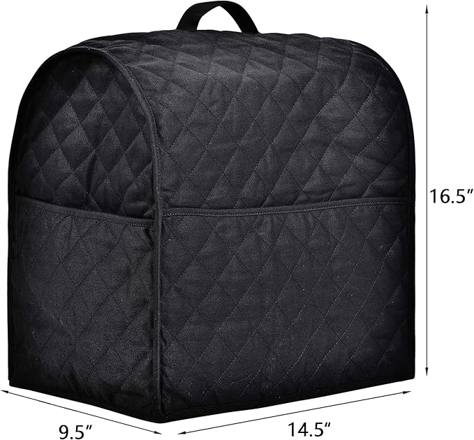 Stand Mixer Cover compatible with Kitchenaid Mixer, Fits All Tilt Head & Bowl Lift Models,The Fabric Is Pure Cottot,Soft, Not Easy to Fade, Not Easy To Pilling. (Fits for 6-8 Quart, Black)