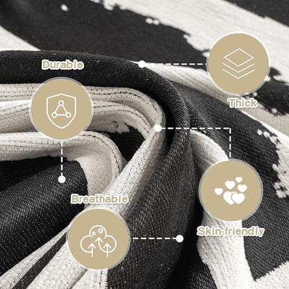 MEETSKY Boho Couch Cover Sofa Covers for Dogs, Couch Cover for Sectional Sofa, Soft Chenille Sofa Slipcover Couch Protector for Pets Protector Furniture Covers, 71" x 118", Black