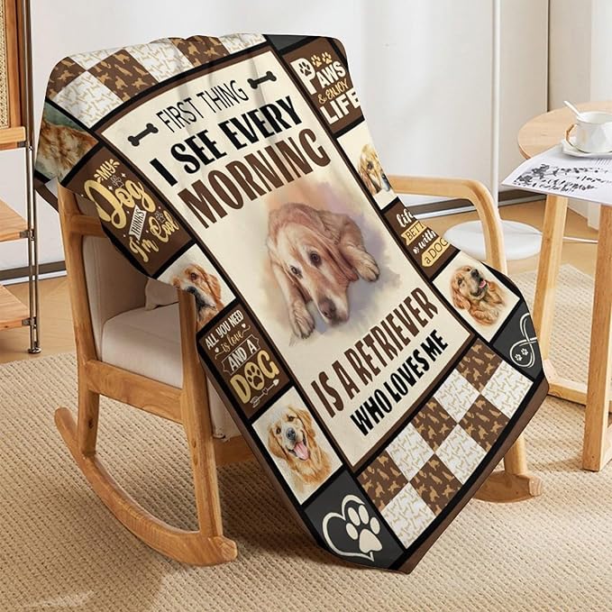 Golden Retriever Dog Print Blanket Best Dog Pet Animal Throw Blankets for Couch Sofa Stuff Decor Gifts Lightweight Soft Cozy Fleece Plush Warm Flannel Bedding for Lover Man Woman Teen Adults 50"x60"