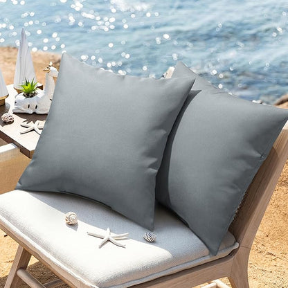Phantoscope Pack of 4 Premium Dual Usage Outdoor Pillow Inserts, Waterproof Throw Pillows No Cover Needed, Colorful Decorative Couch Sham Cushion Stuffer Patio Couch Tent, Gray 18 x 18 Inches