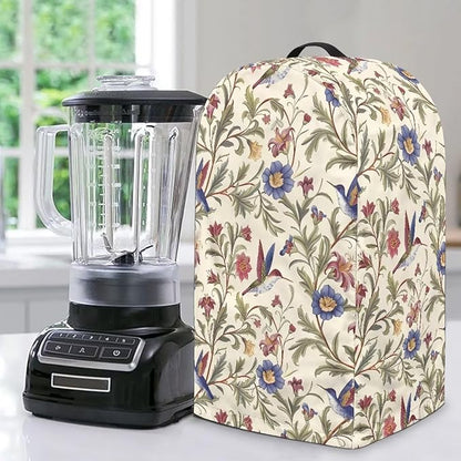 Hummingbird Floral Blender Dust Cover with Drawstring Stand Mixer or Coffee Maker Cover Anti Fingerprint Polyester Appliance Cover for Home Kitchen Decor