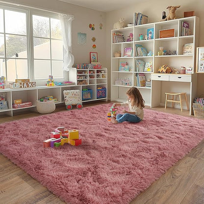 Soft Shaggy for Bedrooms, Fluffy Rugs for Living Room, Blush Area Rug, Cozy Fuzzy Carpet for Kids, Perfect Indoor Decor for Boys and Girls 4x6 Feet