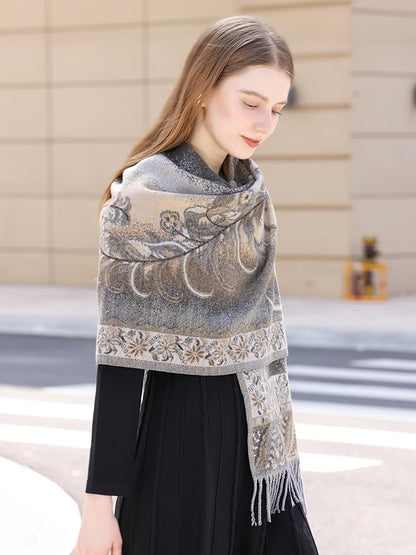 Wander Agio Warm Fashion Scarf Long Shawl Large Blanket Winter Wraps Scarves for Women Cashmere Jacquard Vintage Paisley