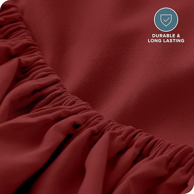 Fitted Bottom Sheet King Size - Premium 1800 Microfiber - Ultra-Soft Hotel Luxury - Deep Pocket - Durable and Long Lasting - Fitted Sheet (King, Rosewood)