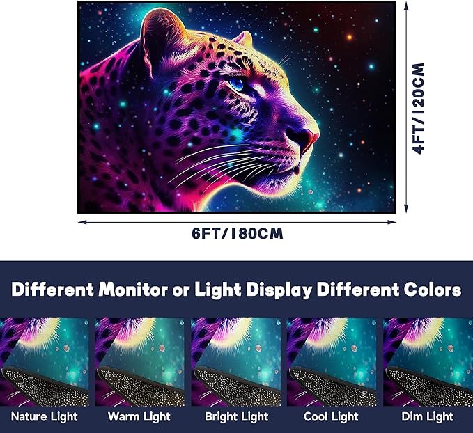 Galaxy Leopard Rug Large Fierce Panther Head Area Rugs for Boys Kids Bedroom Living Room Gameroom Girls Glitter Carpet Floor Mat Throw Rugs 71 in x 47 in