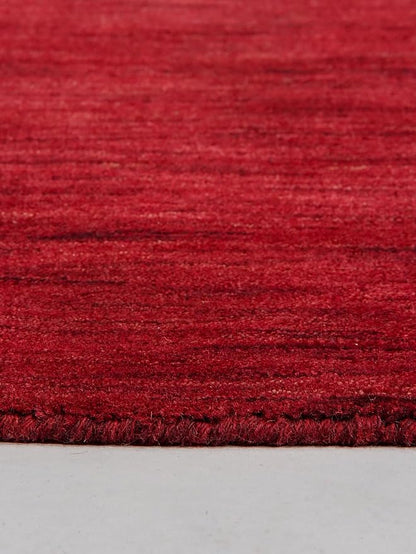 Hand Knotted Loom Wool ECO-Friendly Area Rugs - 10'x10', Round, Dark Red Color, Solid Plain Design, High Pile Handmade Anti Skid Area Rugs for Living Room, Bed Room (L00111)