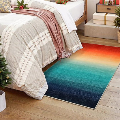 Wonnitar Colorful Small Christmas Rug, Washable 2x3 Rainbow Bathroom Rugs, Modern Ombre Kitchen Sink Accent Mat, Non-Slip Gradient Indoor Floor Carpet for Bath Entryway Front Door (Colorful, 2'x3')