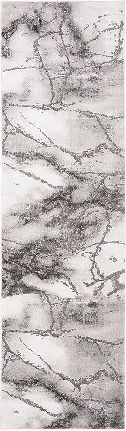 SAFAVIEH Craft Collection Runner Rug - 2'3" x 8', Grey & Silver, Modern Abstract Design, Non-Shedding & Easy Care, Ideal for High Traffic Areas in Living Room, Bedroom (CFT877G)