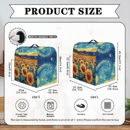 Kitchen Aid Stand Mixer Cover Dust Cover with 2 Pocket and Handle, Sunflower Pattern, Polyester, Multicolor, 17.1in*10.8in*14.7in