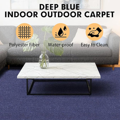 Marine Carpet,6 FT x 10 FT Deep Blue Indoor Outdoor Carpet 0.2" Thick Boat Carpet with Water-Proof TPE Backing, Non-Slide Outdoor Marine Carpet Roll for Home, Patio, Porch, Deck