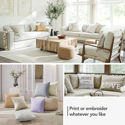 Deconovo Pillow Covers 18x18 Set of 4, Faux Linen Look Throw Pillow Cover with Invisible Zipper for Chairs(18 x 18 Inch, Silver Grey, No Pillow Insert)