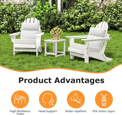 Outdoor Separate High Back Chair Cushion Seat Pads, 2-Pack 44 x 21 Inch Water-Repellent & Fade-Resistant Patio Furniture Cushions with Ties for Adirondack, Rocking Chairs, Linen