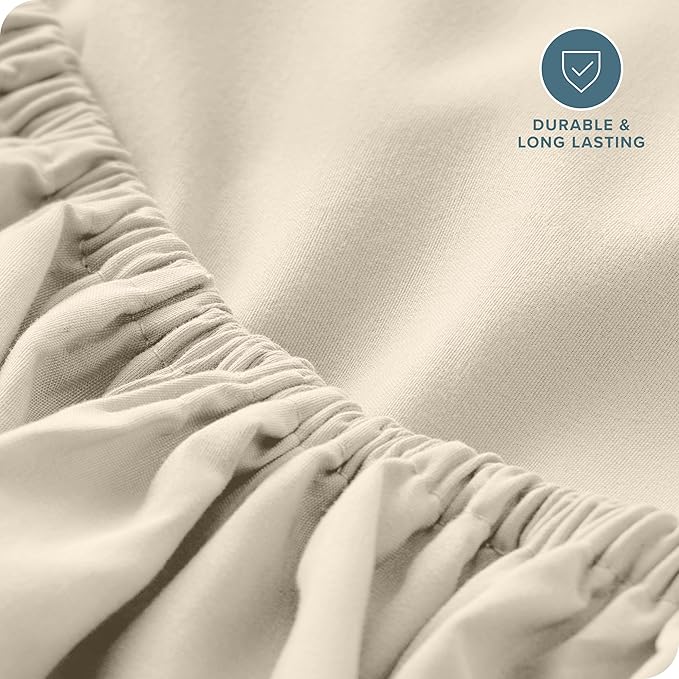 Bare Home Fitted Bottom Sheet Split Head Flex King Size - Premium 1800 Microfiber - Ultra-Soft Hotel Luxury - Deep Pocket - Durable - Long Lasting (Split Head Flex King, Sand)