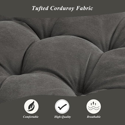 Meditation Floor Pillow 22×22 Inch 1 Pack Large Floor Cushions for Adults Square Tufted Corduroy Floor Pillows for Yoga Living Tatami Room Dark Grey