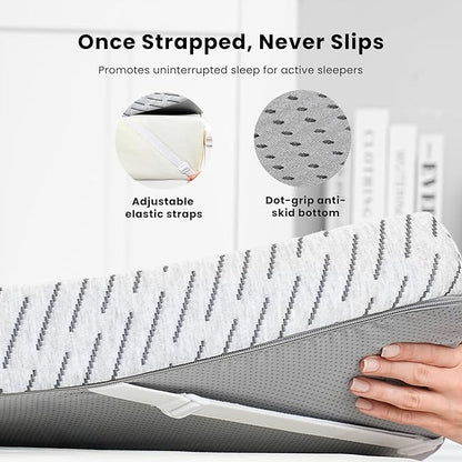 Firm Mattress Topper Queen Size 3 Inch, Cooling Gel & Bamboo Charcoal Memory Foam Mattress Topper for Back Pain Relief, Bamboo Dual-Layer Foam Bed Pad with Removable Cover