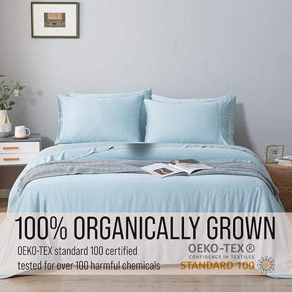 Bella Coterie 6 Piece Luxury Bamboo Viscose King Size Sheet Set | 100% Organically Grown | Cooling for Hot Sleepers | 18" Deep Pocket | Soft & Hypoallergenic | 4 Pillowcases [Coastal Blue]