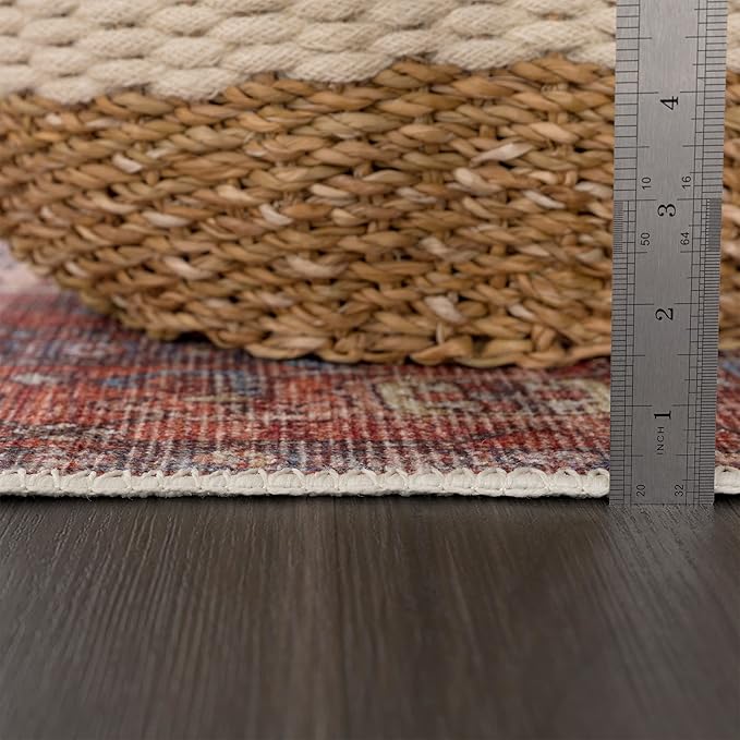 Bloom Rugs Washable 5' x 7' Rug - Red/Orange/Beige Traditional Area Rug for Living Room, Bedroom, Dining Room, and Kitchen - Exact Size: 5' x 7'