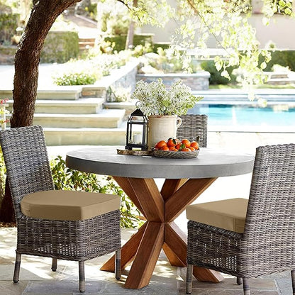 idee-home Outdoor Chair Cushions Set of 4, Thick 17" x 17" x 3" Patio Chair Cushions for Outdoor Furniture, Waterproof with Ties, Seat Cushion, Dining Chair Pads, Antique Beige