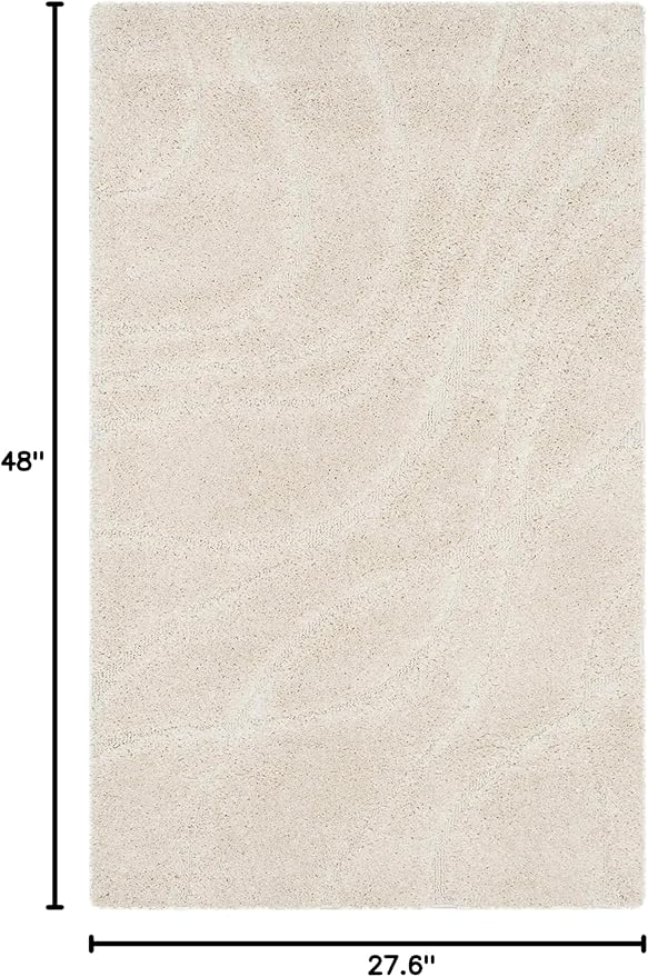SAFAVIEH Florida Shag Collection Accent Rug - 2'3" x 4', Creme & Creme, Non-Shedding & Easy Care, 1.2-inch Thick Ideal for High Traffic Areas in Entryway, Living Room, Bedroom (SG471-1111)