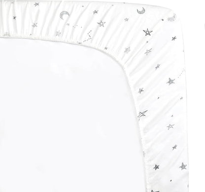 American Baby Company 15" x 33" Fitted Bassinet Sheet, Printed 100% Natural Cotton Jersey Knit, Grey Star and Moon, Soft Breathable, for Boys and Girls