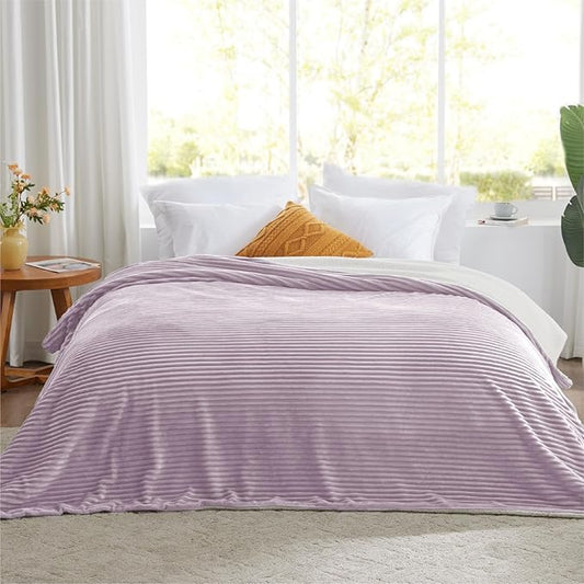 Sherpa Blankets Queen Size - Fleece Queen Blanket for Bed, Soft and Warm Throw Blanket for Winter, 90" x 90", Lavender