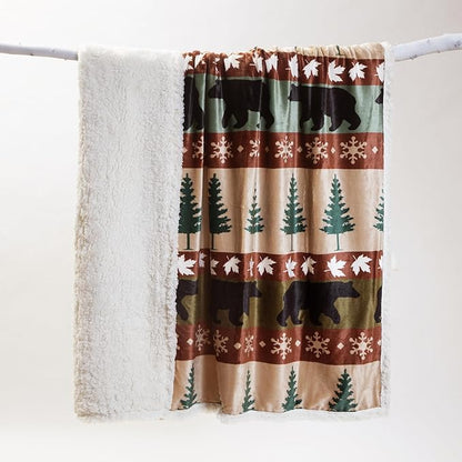 CARSTENS, INC. Ultra Premium Super Soft Plush Sherpa Fleece Oversized Throw Blanket 54" x 68", Cascade Ridge