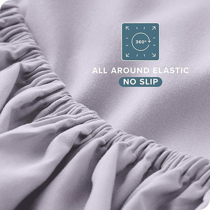 Bare Home Split Head Flex King Sheet Set - 1800 Ultra-Soft Microfiber Bed Sheets - Double Brushed - Deep Pockets - Easy Fit - 4 Piece Set - FlexTop (Split Head Flex King, Light Lavender)