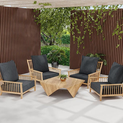 Outdoor Olefin Water-Resistant Deep Seat Cushion Set, 2PCS Weather and Fade Resistant 24''x 24''x 6'' Patio Furniture Seat Cushion, Thickened Sofa Chair Pad for Lawn, Garden, Dark Gray