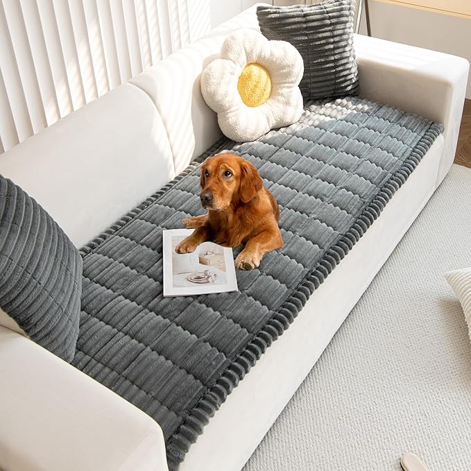Mivnue Pet Couch Cover, Couch Covers for Dogs, Washable Dog Sofa Covers Couch Protector, Fuzzy Non Slip Couch Slipcover Pet Friendly