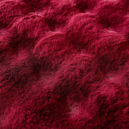 Christmas Faux Fur Decorative Throw Pillow Cover Plush Thick Bubble Pillow Covers Luxury Soft Cozy Accent Pillowcase for Spring Sofa Living Room Couch Bed (Wine Red,18"x18")