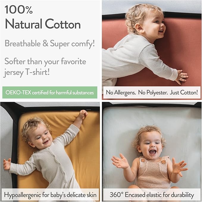Bassinet Fitted Sheets for Halo Bassinest Swivel Sleeper Mattress – Snuggly Soft 100% Jersey Cotton – 2 Pack – Dusty Blue + Navy – 2 Pack