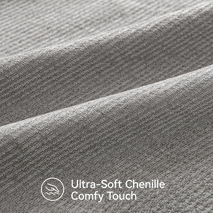 a moment Pack of 2 Decorative Chenille Throw Pillow Covers with Twill Cushion Covers for Sofa Living Room Couch Bed 18x18 Inch Grey