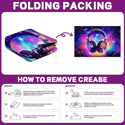 Galaxy Game Area Rug Music Headphone Rugs Colorful Throw Rug Non-Slip Carpet Doormats for Living Room Bedroom Apartment Dorm Floor Mat 47 in X 31 in