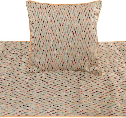 The HomeCentric King Queen Twin Beige & Multicolor Luxury CA King 86"x18" Bed Runner Without Pillow Cover, Chevron Embroidery Bed Scarf on Jacquard Embroidered Fabric - Happy Chevy