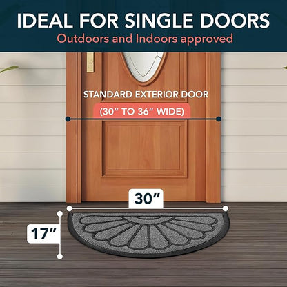 ubdyo Front Door Mat - Low Pile Front Door Mat Outside Entrance - Muddy Dirt Trapping Welcome Matt Outdoor - Rubber Backing Anti Slip Indoor Doormat Entrance, 30" x 17", Bright Grey