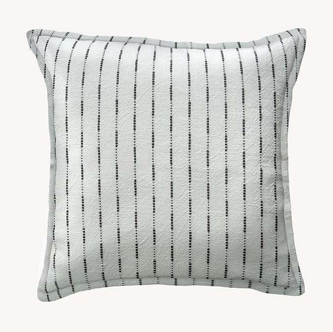 SanVia Gray Rest Premium Cotton Throw Pillow Covers, 20 x 20 Inches, Luxury Handwoven Couch Pillow Covers with Hidden Zipper, Elegant Home Décor, Insert Not Included