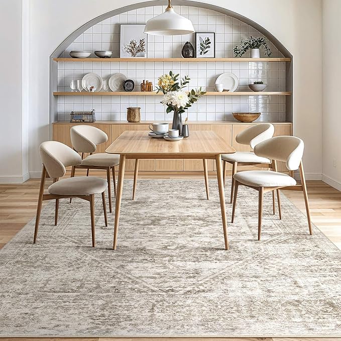 Vintage Living Room Area Rug 5x7 - Large Soft Washable Oriental Traditional Distressed Farmhouse Rugs for Bedroom - Indoor Floor Accent Carpet for Home Office House Decor - Distressed Light Brown