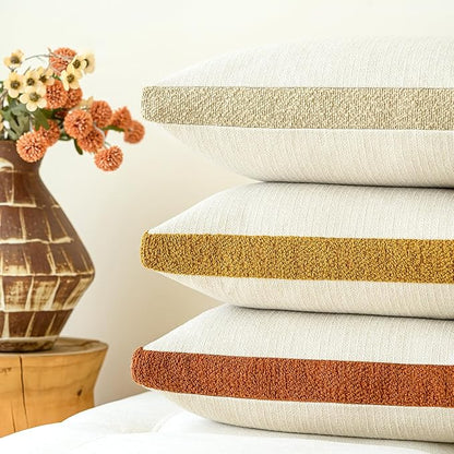 a moment Loop Yarn Linen-Like Pillow Cover Natural Soft Decorative Throw Pillow Case Farmhouse 20x20 Inch, Bohemian Textured Cushion Cover for Sofa Bed, Wrinkle-Resistant Home Decor Orange