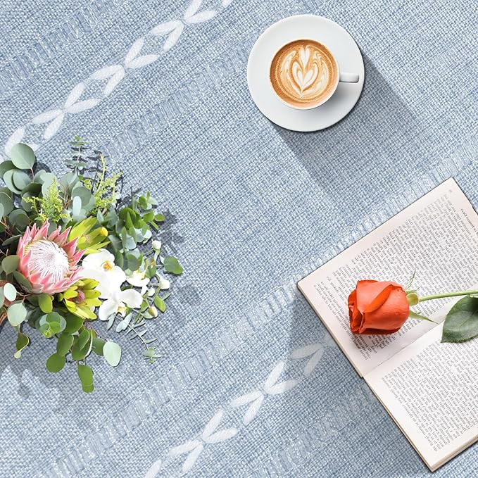 Coffee Table Cloth, Coffee Table Cover with Pockets and Tassel,Grey Jacquard for Living Room Small Rectangle Tablecloths Washer Dryer Fridge Top Dust Cover,Easy Care Machine Washable