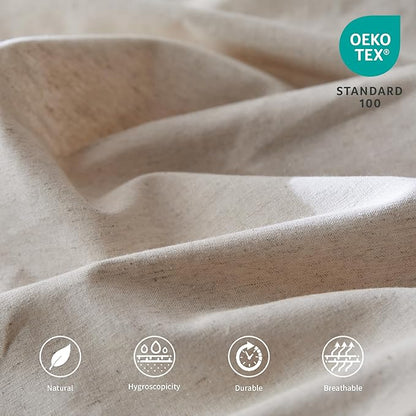 BISELINA French Linen Pleated Bed Skirt, 14" Tailored Draped Natural Linen-Cotton Blend Basic Dust Border Soft Comfort Farmhouse Bedding (14" King, Linen)