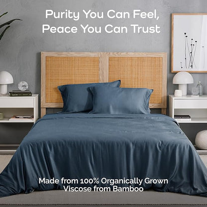 Duvet Cover Set - 100% Viscose Derived from Bamboo Duvet Cover Queen Size, 3 PC Luxury Cooling Duvet Cover for Hot Sleepers, Silky Buttery Soft Comforter Cover & 2 PC Queen Pillowcases, Storm