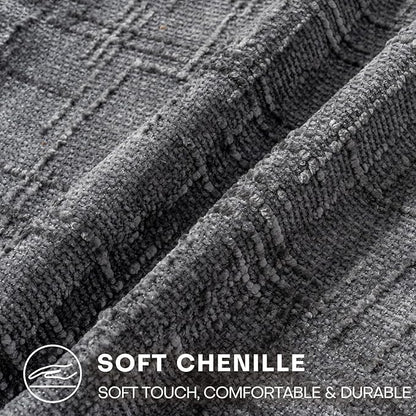 Decorative Throw Pillow Covers 18x18 Inch Set of 4, Soft Solid Farmhouse Chenille Couch Pillows, Spring Pillow Covers for Couch Sofa Bed Living Room Home Decor Pillowcase, Dark Gray