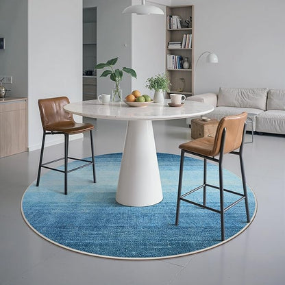 Wonnitar Modern Ombre Washable Round Rugs 5ft, Blue Round Living Room Rug, Soft Circle Bedroom Area Rug, Non-Slip Contemporary Low Pile Large Throw Carpet for Nursery Dining Room (Blue, Round 5ft)