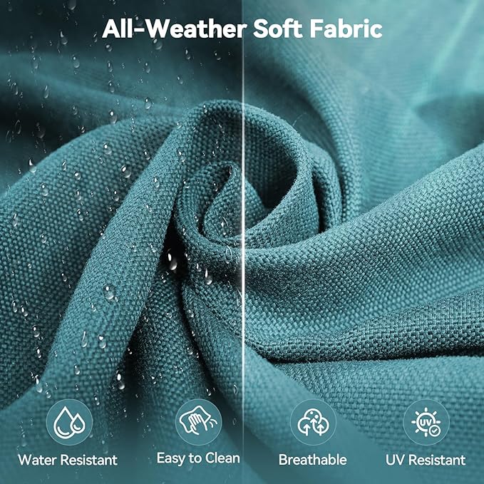 Luxury 6" Outdoor Cushions for Patio Furniture, 24x24x6" Thick Seat Cushion Set of 7, Fade Resistant Couch Chair Replacement Cushions High Density Deep Wicker Chair Cushion w/ Removable Cover, Green