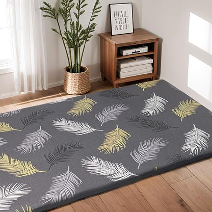 ZonLi Futon Mattress Cover Full Size for Traditional Japanese Floor Futon Mattress with Zipper,Tatami Floor Sleeping Mat Cover,Super Soft and Machine Washable (58''x84'', Tropic Leaves)