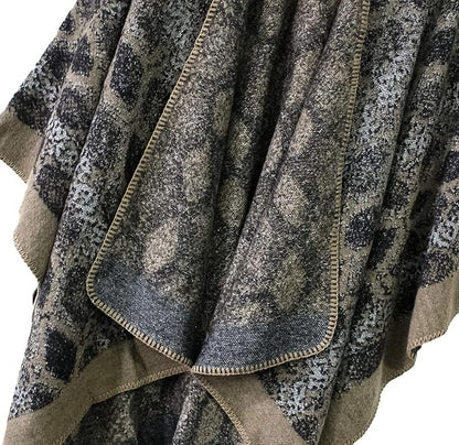 Women's Vintage Pattern Open Front Poncho Cape Shawl Winter Shawl Wraps