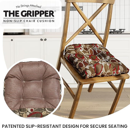Klear Vu Gripper Overstuffed Universal Non-Slip Dining Chair Cushions for Kitchen Decor or Office Use, U-Shaped Skid-Proof Seat Pad, 17x17 Inches, 2 Count (Pack of 1), Ovation Multi