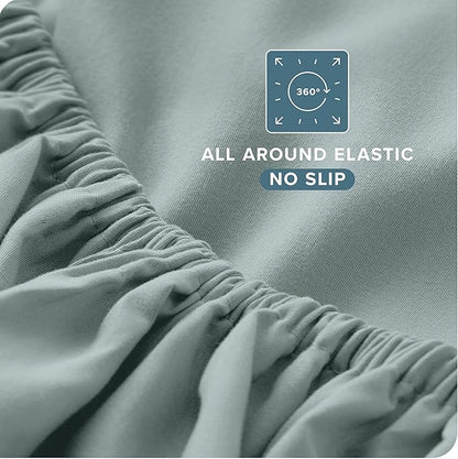 Bare Home Full XL Sheet Set - Luxury 1800 Ultra-Soft Microfiber Full Extra Long Bed Sheets - Double Brushed - Deep Pockets - Easy Fit - 4 Piece Set - Bedding Sheets & Pillowcases (Full XL, Sea Spray)