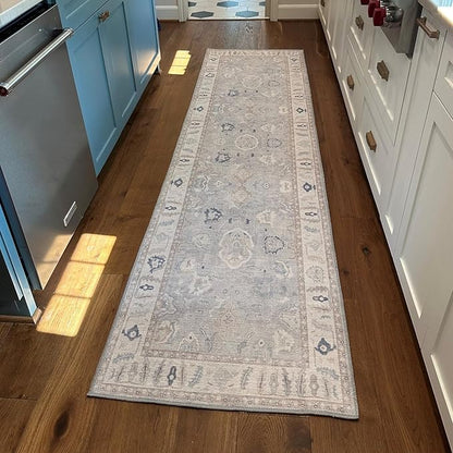 Fame Rugs Gray Modern Oushak Rug 3x5, Washable Vintage Turkish Colorful Oriental Antique Inspired Foldable Small Area Rugs, Luxury Living Room Bedroom (Gbeige, 2'6" x 5')